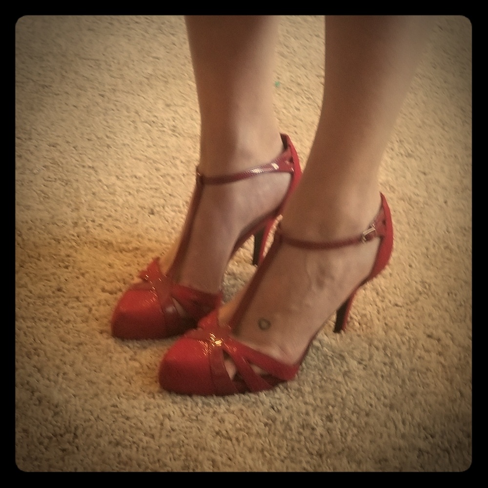 White House Black Market - Red T-strap Heels